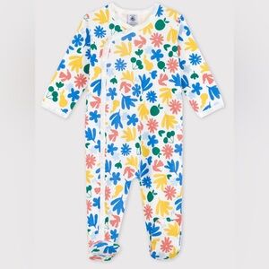 Petit Bateau BABY FLORAL COTTON SLEEPSUIT 3 mo floral leaves earth one piece